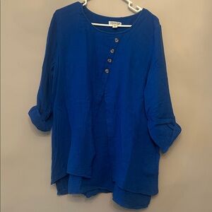 Coldwater Creek Blue Tunic Style Blouse, Size XL